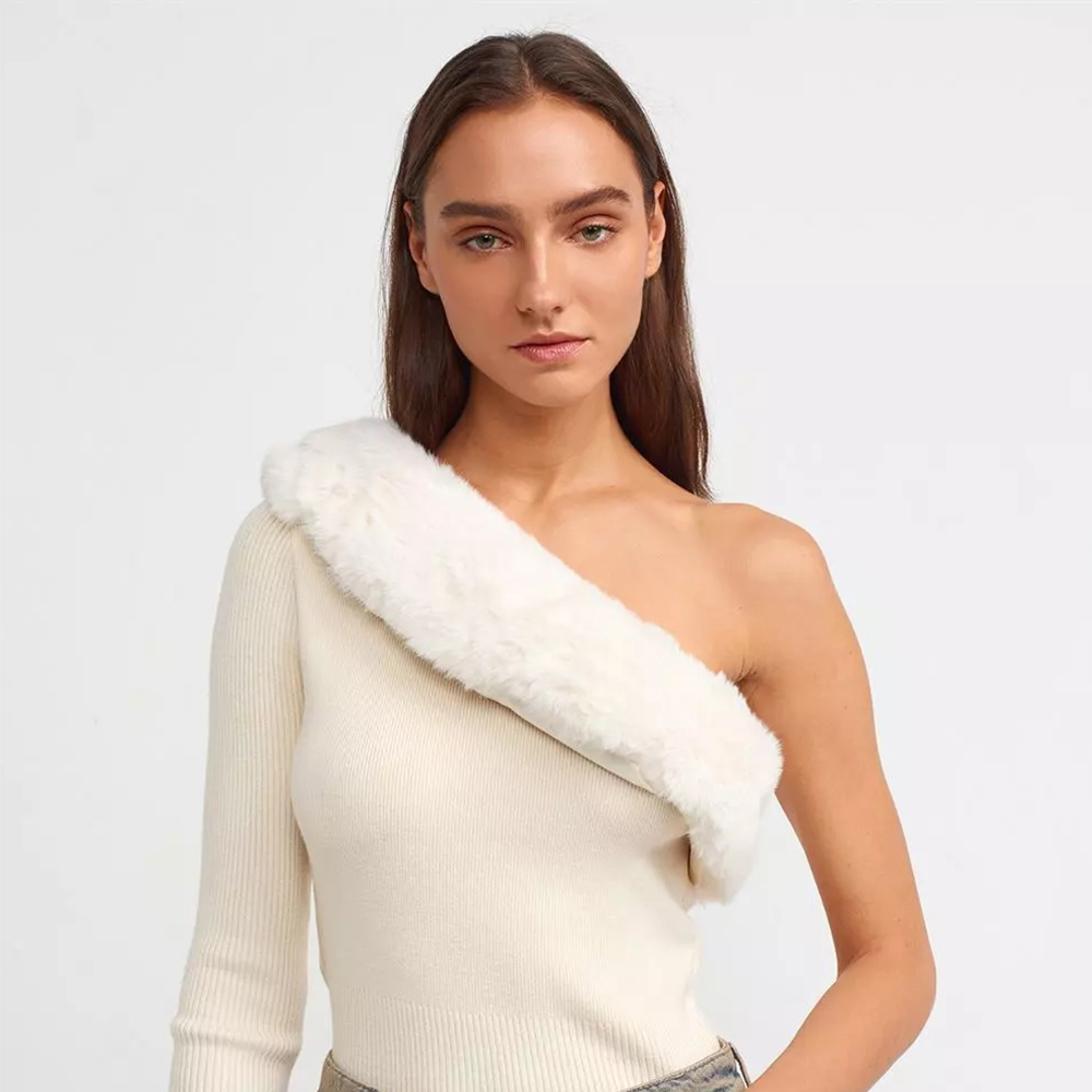FUR COLLAR ONE SLEEVE SWEATER Nothing To Wear fur-collar-one-sleeve-sweater-nothing-to-wear