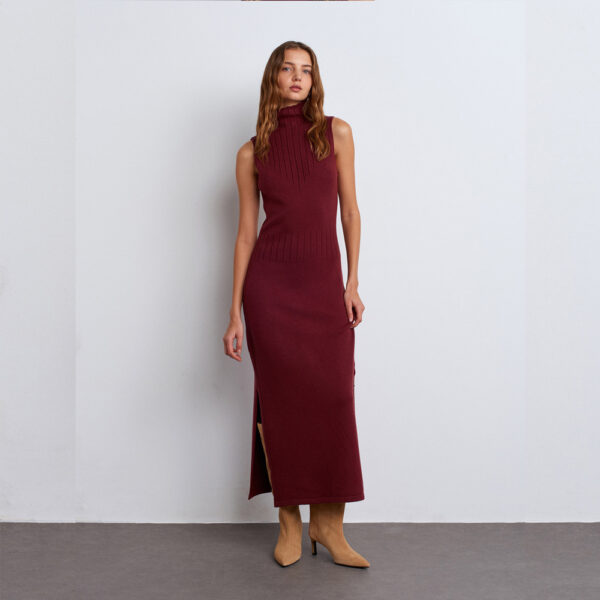 BURGUNDY KNITWEAR DRESS