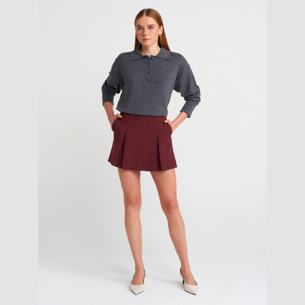 BORDEAUX PLEATED SKIRT-SHORT