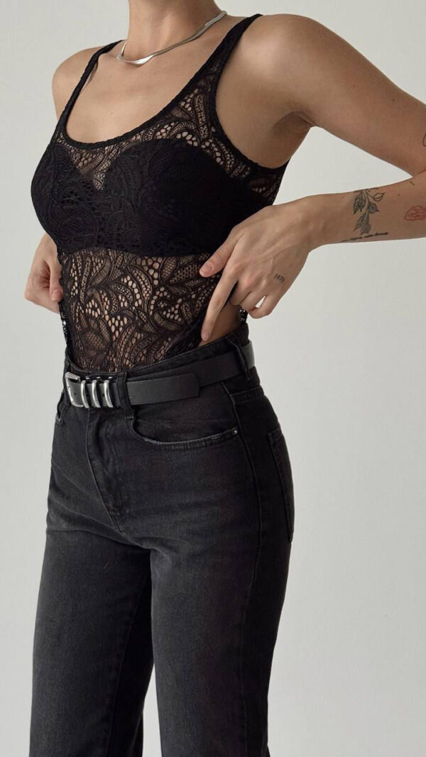 BLACK LACEWORK TOP - Image 2