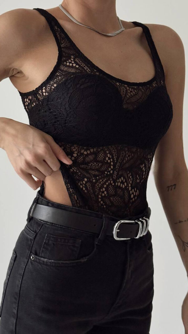 BLACK LACEWORK TOP - Image 3