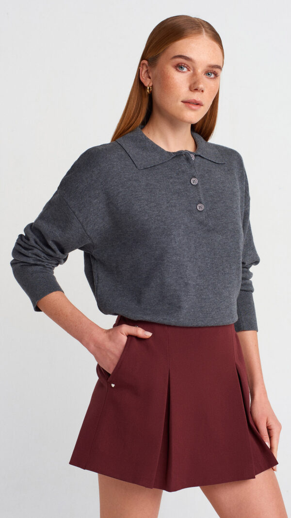 BORDEAUX PLEATED SKIRT-SHORT - Image 3