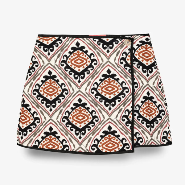 ETHNIC PATTERNED SILK SKORTS