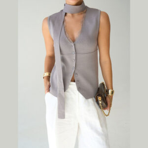 GREY BUTTONED TOP
