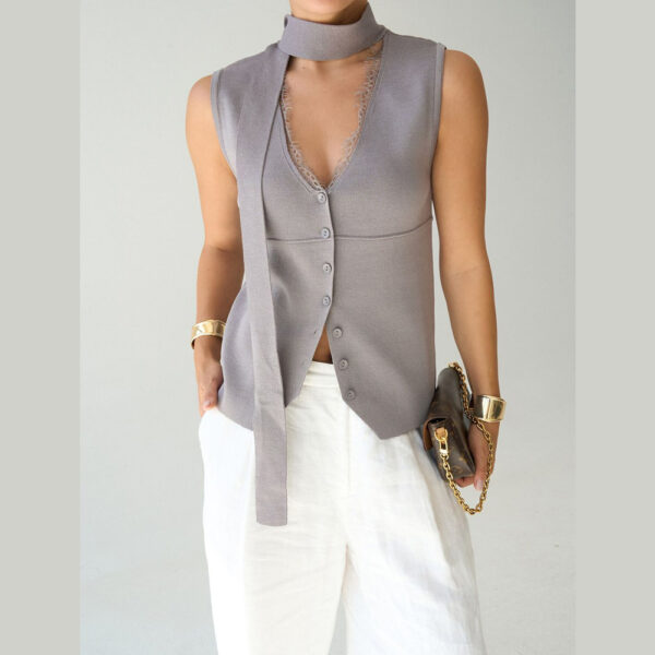 GREY BUTTONED TOP